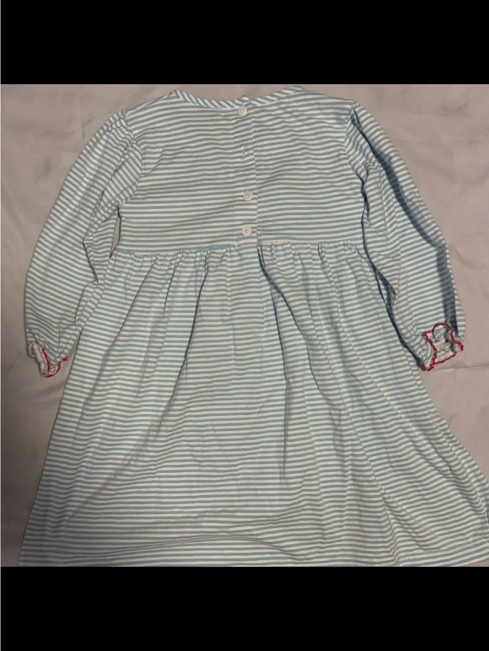 Smocking Dog: Girls Blue Stripe Smocked Gingerbread Dress